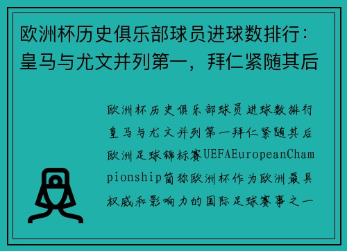 欧洲杯历史俱乐部球员进球数排行：皇马与尤文并列第一，拜仁紧随其后